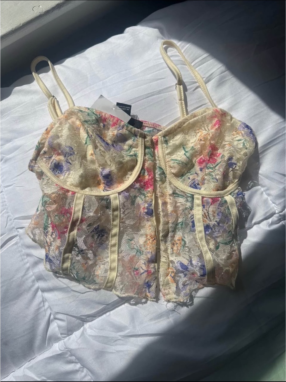 Forever 21 Cream Floral Lace Bustier Cami - Picture 1 of 7